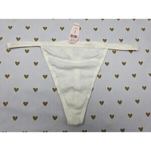 Victorias Secret NWT Vintage Cotton White Medium V String Thong Panty